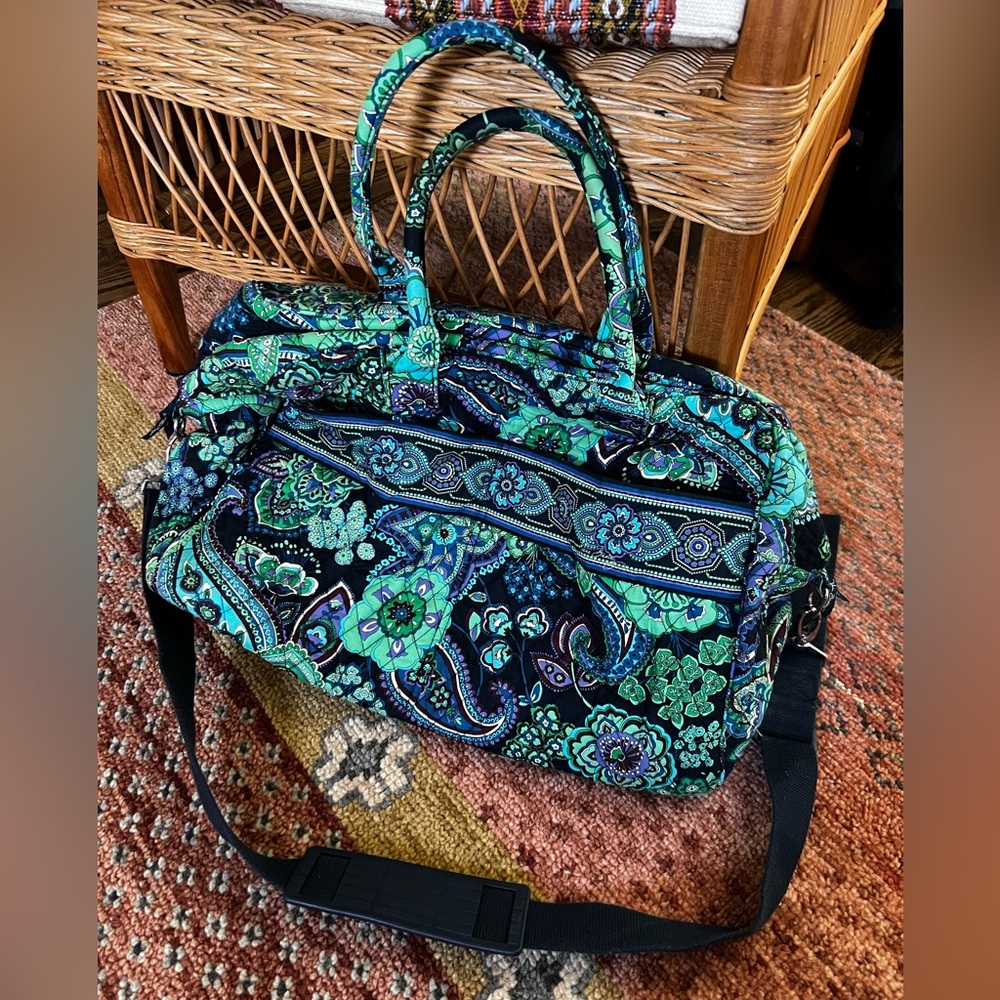 Vera Bradley Blue and Green Paisley Duffel Bag
